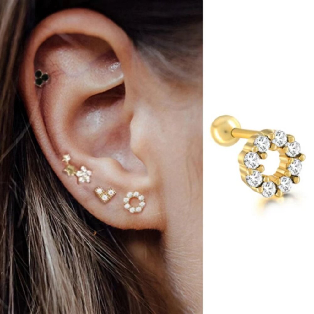 21103 925 Sterling Silver Screw Back Circle Stud Earring(Single) Studs